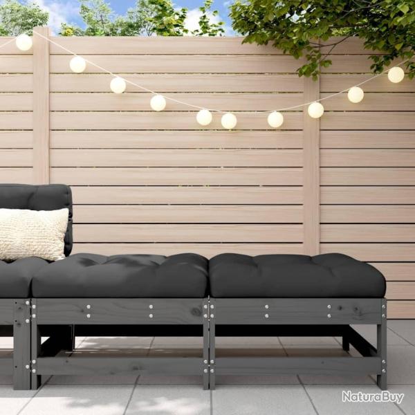 Repose-pieds de jardin coussins lot de 2 gris bois pin massif