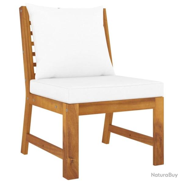 Canap� central sectionnel et coussin cr�me Bois d'acacia massif