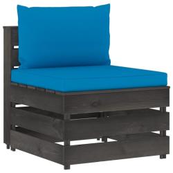 Canap&eacute; central sectionnel avec coussins Bois impr&eacute;gn&eacute; de gris