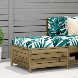 Repose-pied de jardin avec coussin bois de pin impr&eacute;gn&eacute;