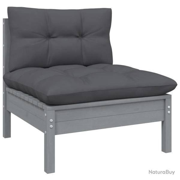 Canap� central de jardin avec coussins anthracite Gris Pin