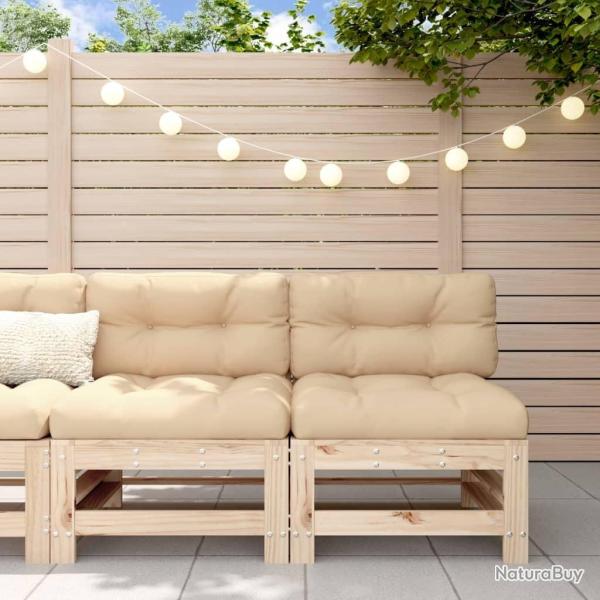 Canap�s centraux avec coussins 2 pcs bois de pin massif