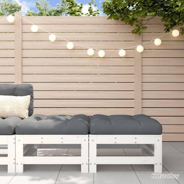 Repose-pieds de jardin coussins lot de 2 blanc bois pin massif