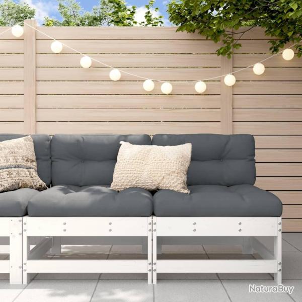 Canap�s centraux de jardin 2 pcs blanc bois de pin massif