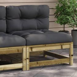 Canap&eacute; de jardin sans accoudoirs et coussins bois pin impr&eacute;gn&eacute;