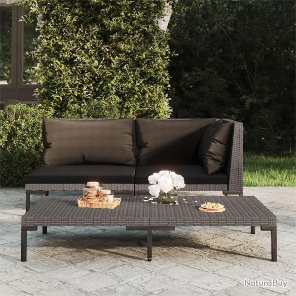 Canap� de jardin avec coussins R�sine tress�e demi-ronde