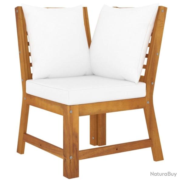 Canap� d'angle sectionnel et coussin cr�me Bois d'acacia massif