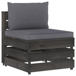 Canap&eacute; central sectionnel avec coussins Bois impr&eacute;gn&eacute; de gris