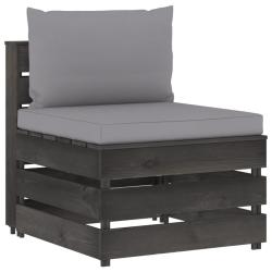 Canap&eacute; central sectionnel avec coussins Bois impr&eacute;gn&eacute; de gris