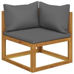 Canap&eacute; d'angle sectionnel avec coussin gris fonc&eacute; Bois d'acacia