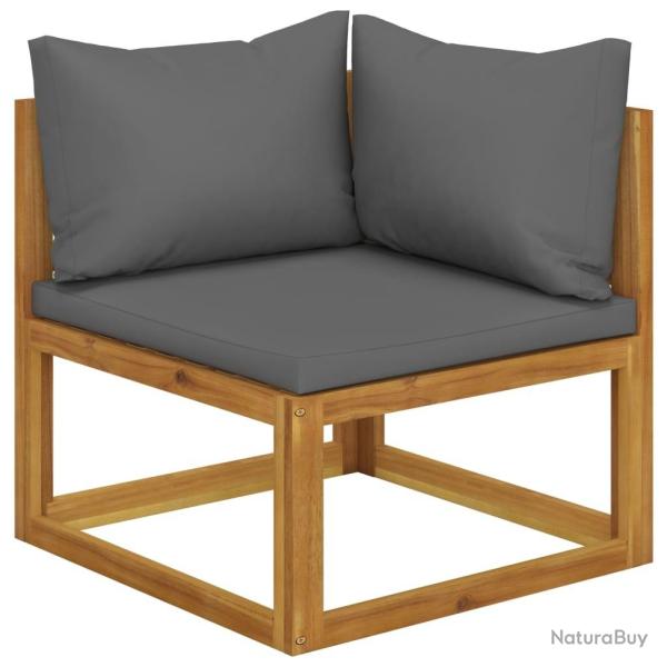 Canap� d'angle sectionnel avec coussin gris fonc� Bois d'acacia