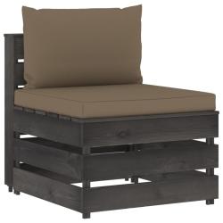 Canap&eacute; central sectionnel avec coussins Bois impr&eacute;gn&eacute; de gris