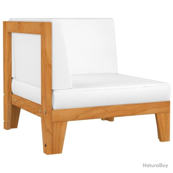 Canap� d'angle sectionnel et coussins blanc cr�me Bois d'acacia