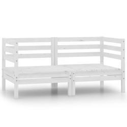 Canap&eacute;s d'angle de jardin 2 pcs blanc bois de pin massif