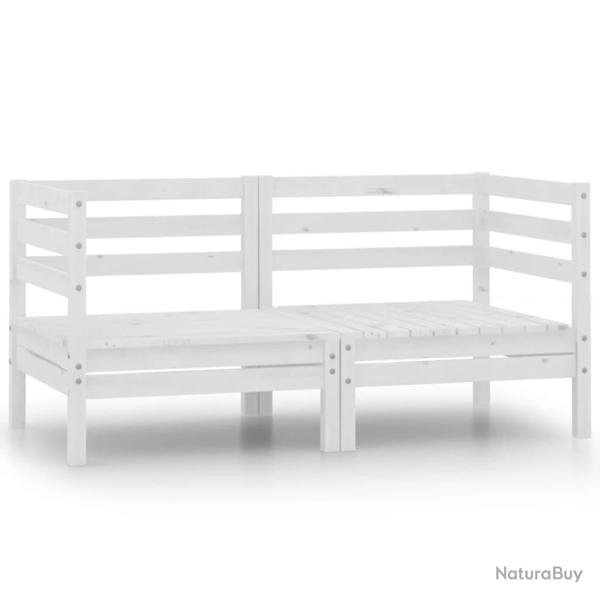 Canap�s d'angle de jardin 2 pcs blanc bois de pin massif