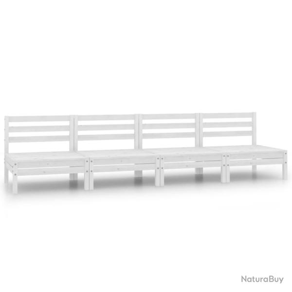 Canap�s centraux de jardin 4 pcs Blanc Bois de pin massif