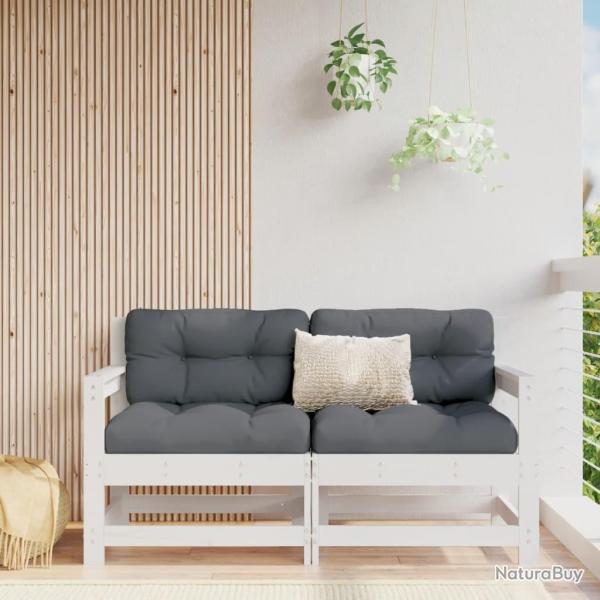 Canap�s d'angle de jardin 2 pcs blanc bois de pin massif