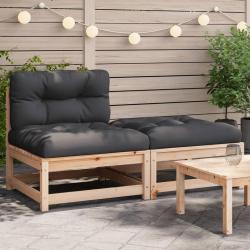Canap&eacute; de jardin sans accoudoirs avec coussins et repose-pieds