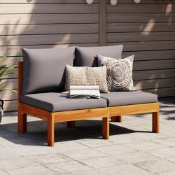 Canap&eacute; de jardin sans accoudoirs coussins 2 places bois acacia