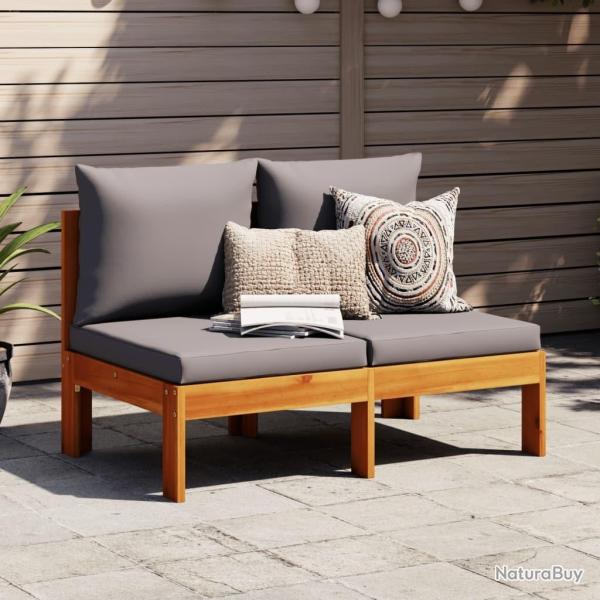 Canap� de jardin sans accoudoirs coussins 2 places bois acacia