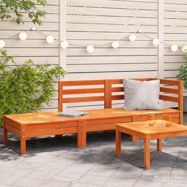 Canap� de jardin 3 places cire marron bois de pin massif