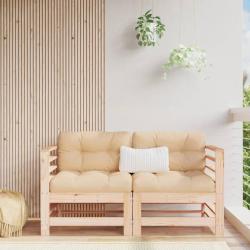 Canap&eacute;s d'angle avec coussins 2 pcs bois de pin massif