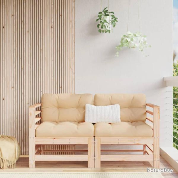 Canap�s d'angle avec coussins 2 pcs bois de pin massif