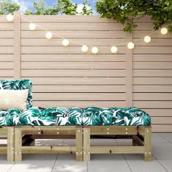Repose-pieds de jardin et coussins lot de 2 bois pin impr&eacute;gn&eacute;