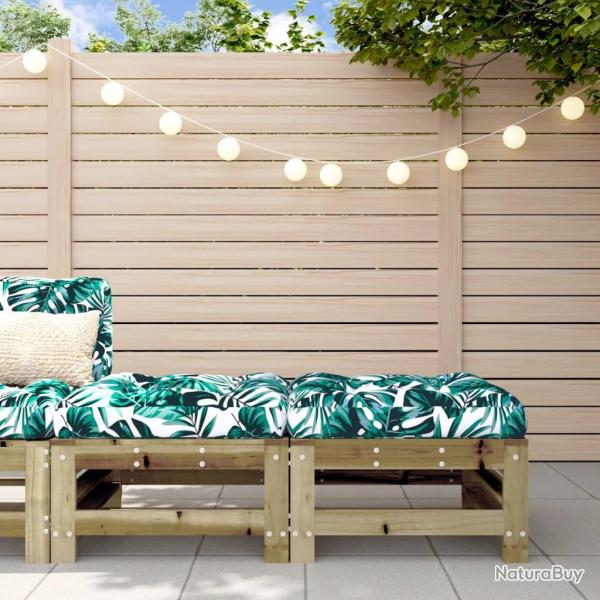 Repose-pieds de jardin et coussins lot de 2 bois pin impr�gn�