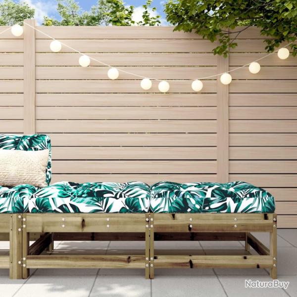 Repose-pieds de jardin et coussins lot de 2 bois pin impr�gn�