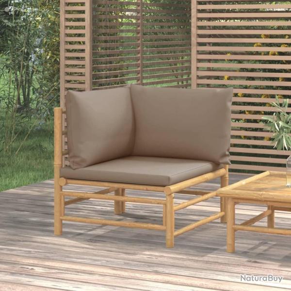 Canap� d'angle de jardin avec coussins taupe bambou