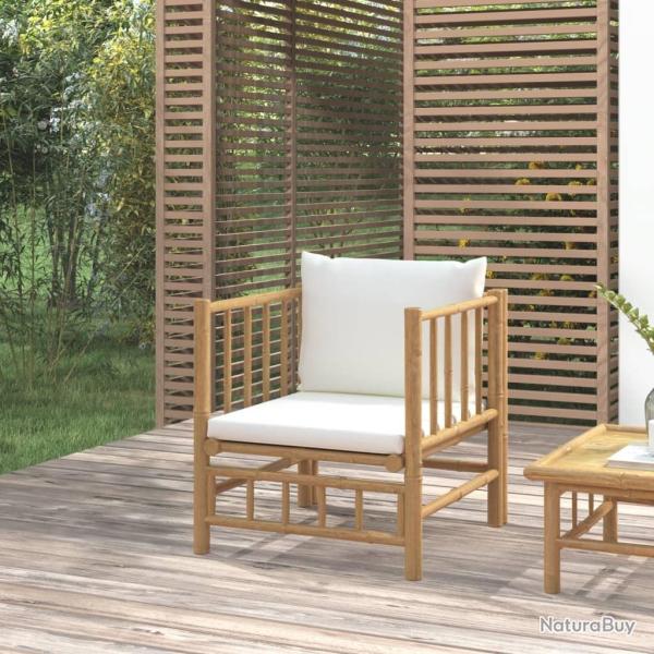 Canap� de jardin avec coussins blanc cr�me bambou