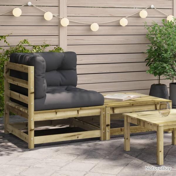 Canap� d'angle de jardin avec coussins et repose-pieds