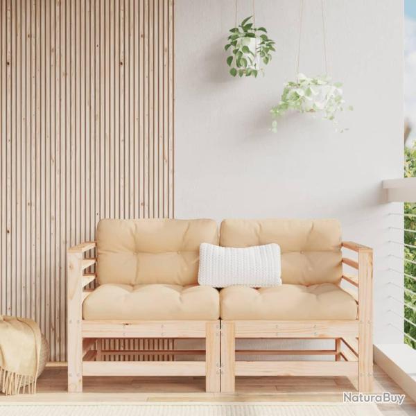 Canap�s d'angle de jardin 2 pcs bois de pin massif