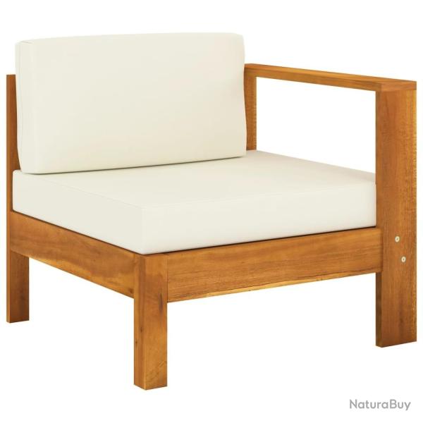 Canap� central avec 1 accoudoir Blanc cr�me Acacia solide