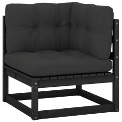 Canap&eacute; d'angle de jardin coussins anthracite Bois de pin massif