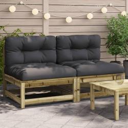 Canap&eacute;s jardin sans accoudoirs coussins 2 pcs bois pin impr&eacute;gn&eacute;