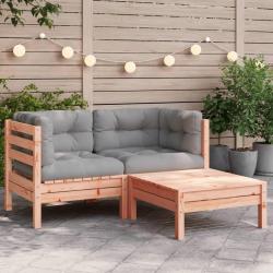 Canap&eacute; de jardin avec coussins et repose-pied 2 places