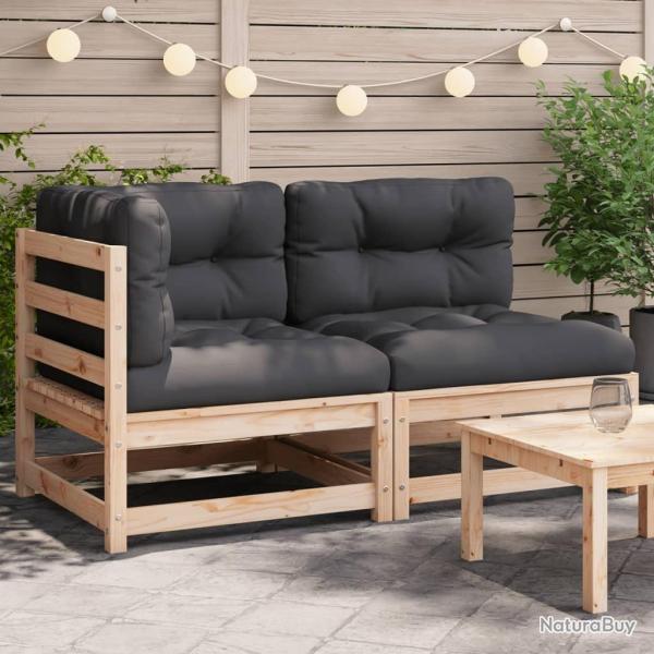 Canap� de jardin avec coussins 2 places bois de pin massif