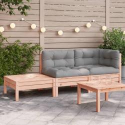Canap&eacute; de jardin et coussins repose-pied bois massif douglas