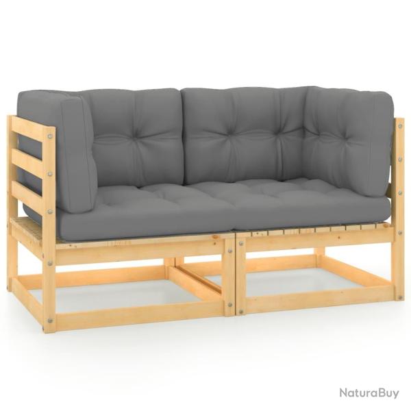 Canap� 2 places de jardin avec coussins Bois de pin massif