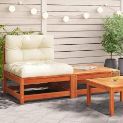 Canap&eacute; de jardin sans accoudoirs avec coussins et repose-pieds