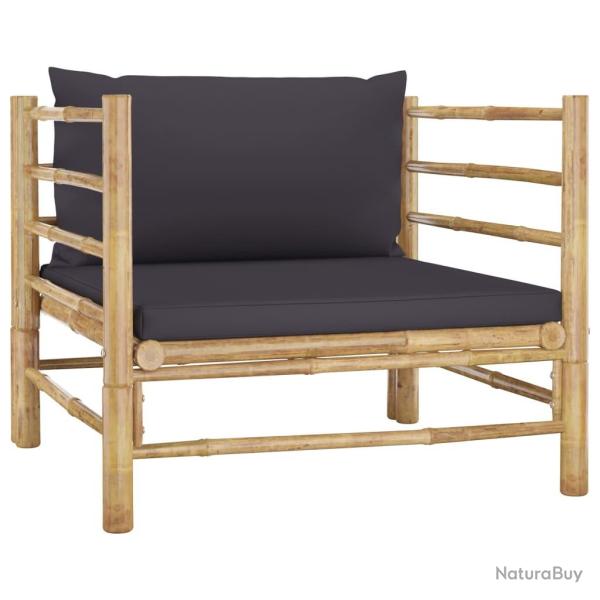 Canap� de jardin avec coussins gris fonc� Bambou