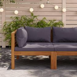Canap&eacute; d'angle sectionnel et coussins gris fonc&eacute; Bois d'acacia