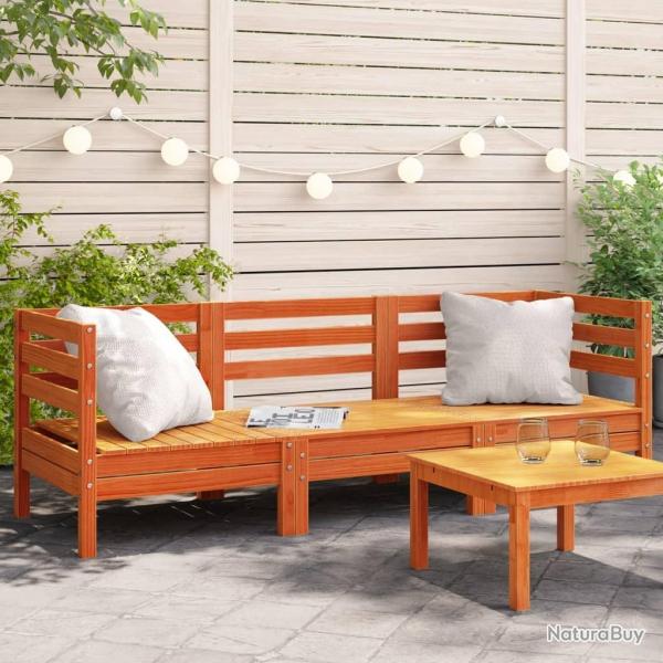 Canap� de jardin 3 places cire marron bois de pin massif