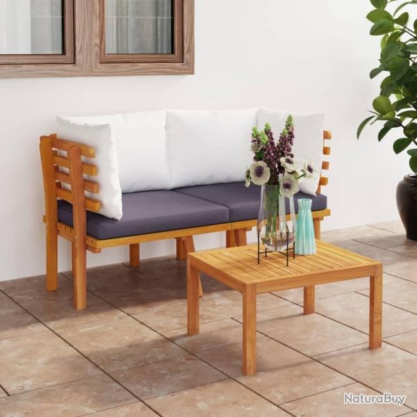 Canap� de jardin 2 places avec coussins Bois d'acacia massif
