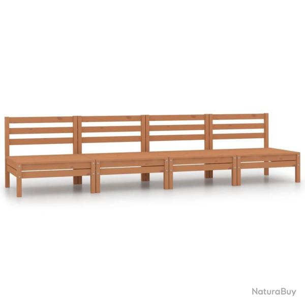 Canap�s centraux de jardin 4 pcs marron miel bois de pin massif