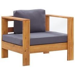Chaise de jardin avec coussin Gris fonc&eacute; Bois d'acacia solide