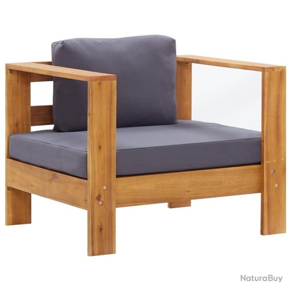 Chaise de jardin avec coussin Gris fonc� Bois d'acacia solide