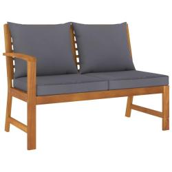 Banc de jardin 114,5 cm avec coussin gris fonc&eacute; Bois d'acacia